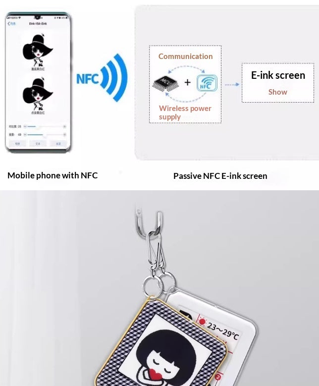 NFC Module-enabled E-ink Screen Keychain With Customizable Images