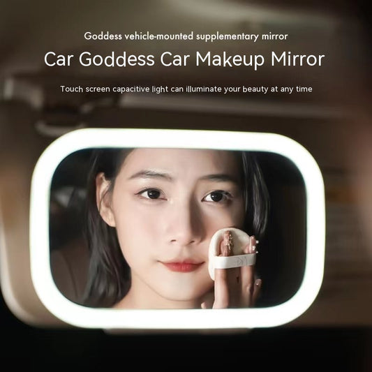 Car makeup mirror with LED lights